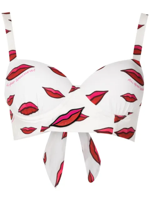 Amir Slama lip-print cropped top