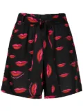 Amir Slama lip-print shorts - Black
