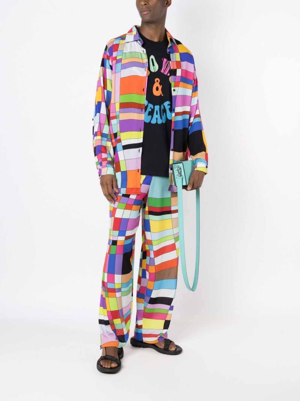 Shop Amir Slama Geometric-print Straight Trousers In Multicolour