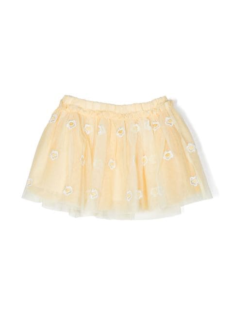 Stella McCartney Kids floral-embroidered tulle-overlay skirt 