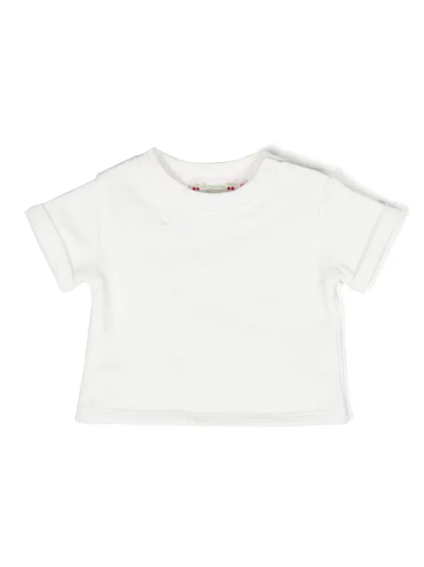 ボンポワン♡Bonpoint♡ブランドロゴ♡チェリー刺繍♡半袖Tシャツ❤︎ホワイト Bonpoint チェリーエンブロイダリー Tシャツ | ホワイト