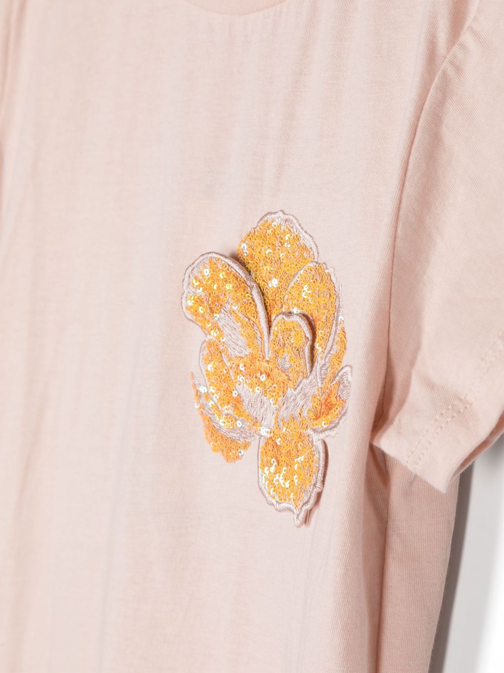 Shop Molo Sequin-flower Organic Cotton T-shirt In Pink