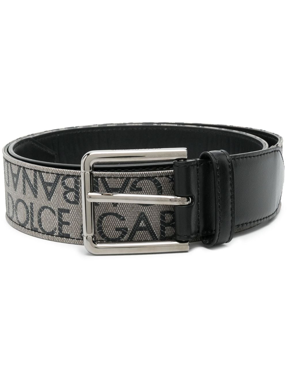 Dolce & Gabbana white canvas belt, logo buckle, logo print on canvas