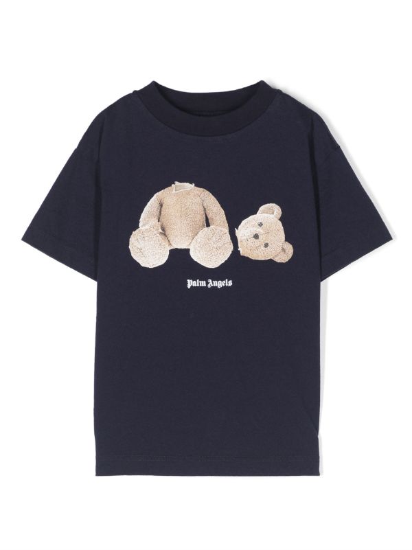 Palm Angels Kids logo-print cotton shirt - Blue
