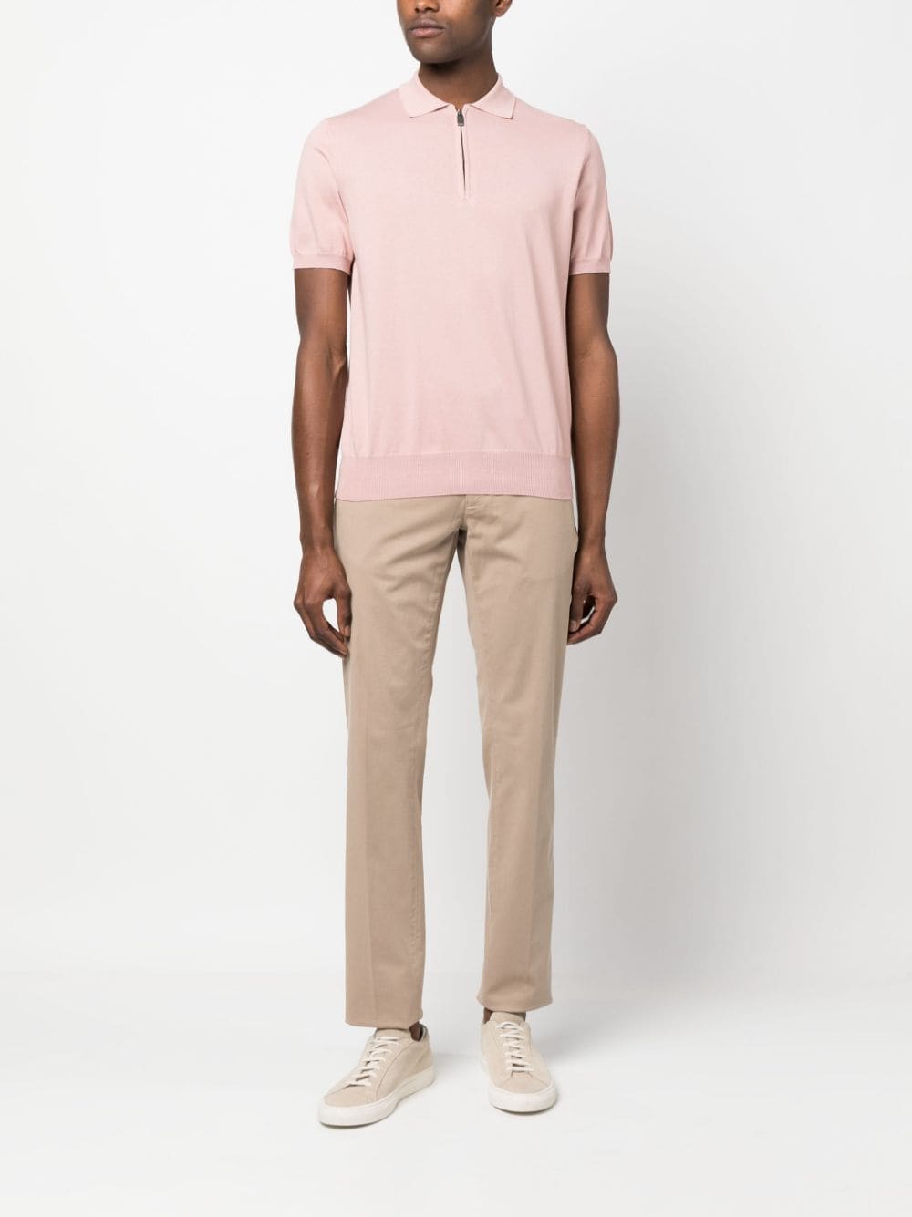 Canali Poloshirt met rits - Roze