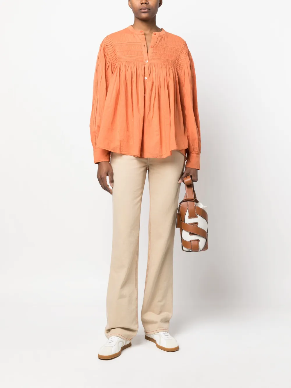 MARANT ÉTOILE Blouse met gesmockt detail - Oranje