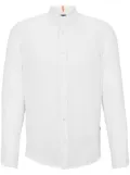 BOSS logo-tag linen shirt - White