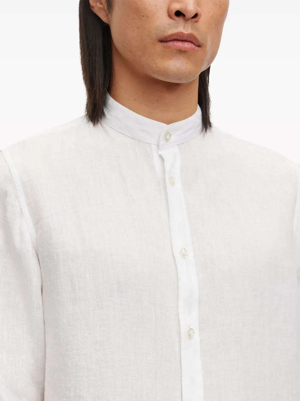 BOSS Linnen poloshirt met logo label Wit