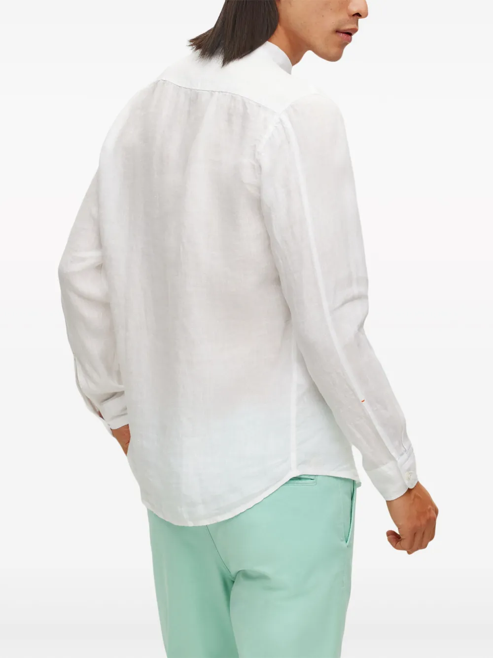 BOSS Linnen poloshirt met logo label Wit