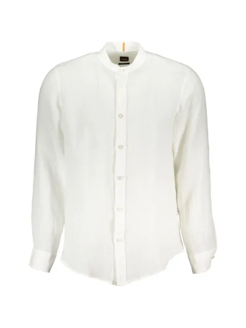 BOSS Linnen poloshirt met logo label