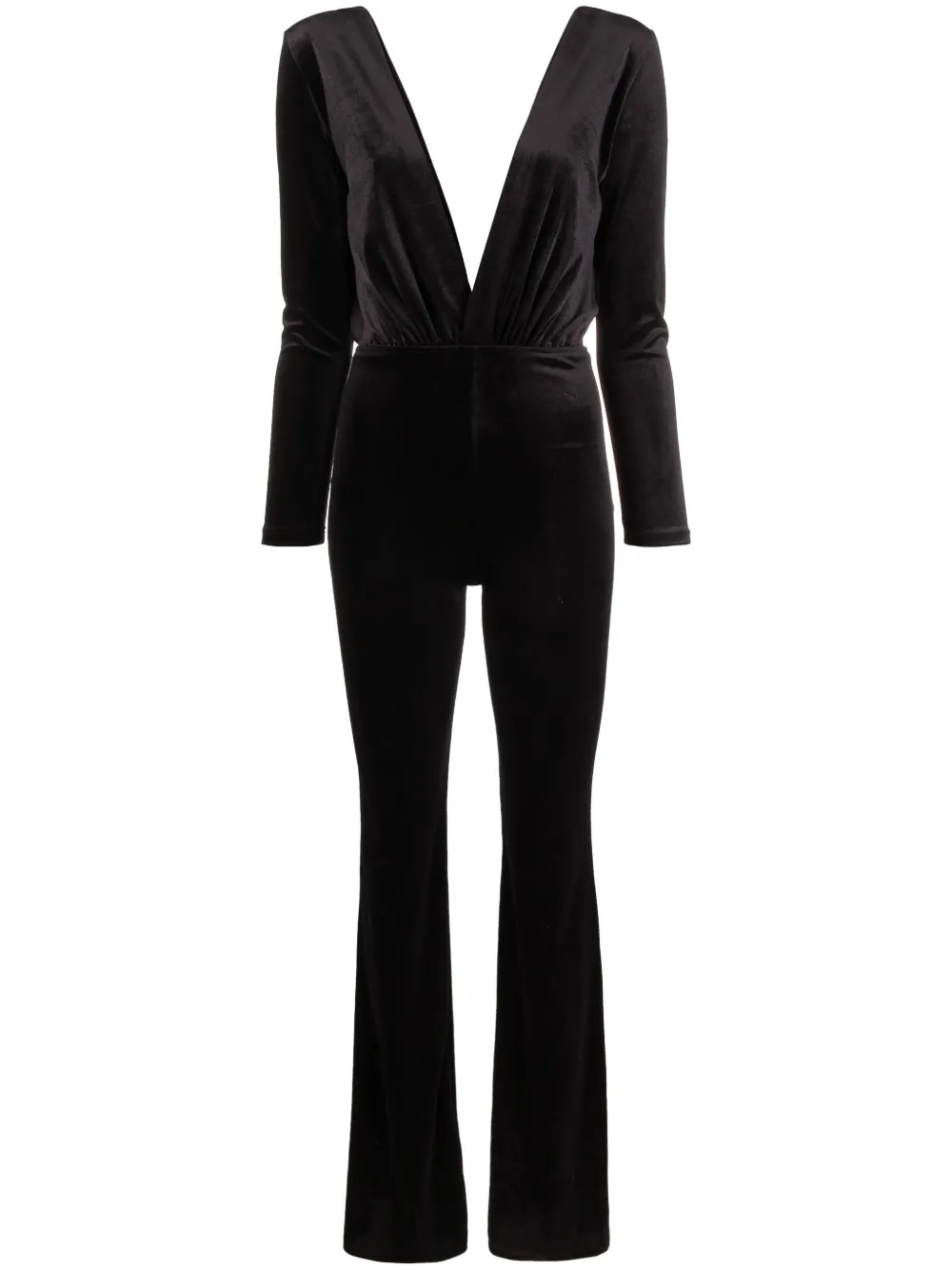 Alchemy x Lia Aram V-neck velvet jumpsuit | Black | Image 1