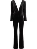 Alchemy x Lia Aram V-neck velvet jumpsuit - Black
