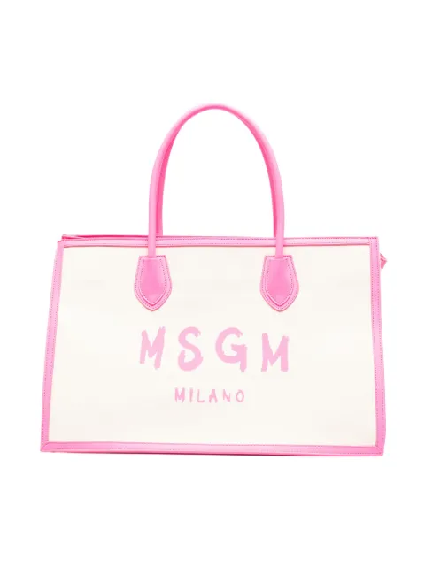 MSGM Kids logo-print canvas tote bag