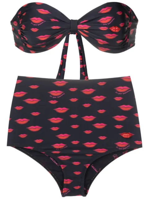 Amir Slama lip-print high-waisted bikini
