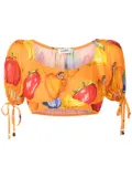 Amir Slama graphic-print cropped blouse - Orange
