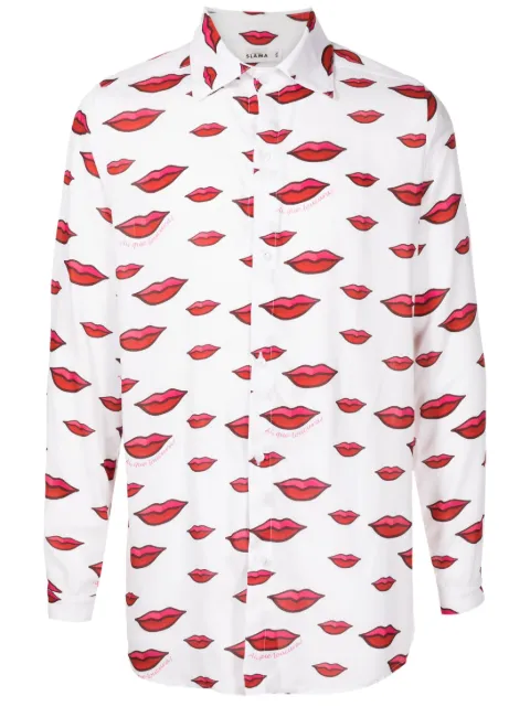 Amir Slama lips-motif cotton shirt 