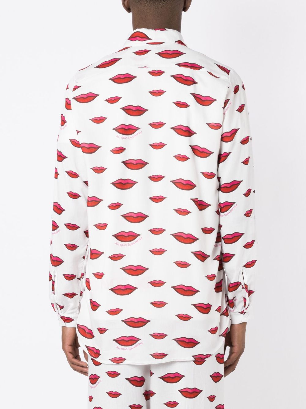 Shop Amir Slama Lips-motif Cotton Shirt In White