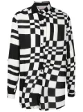 Amir Slama geometric-print buttoned shirt - Black