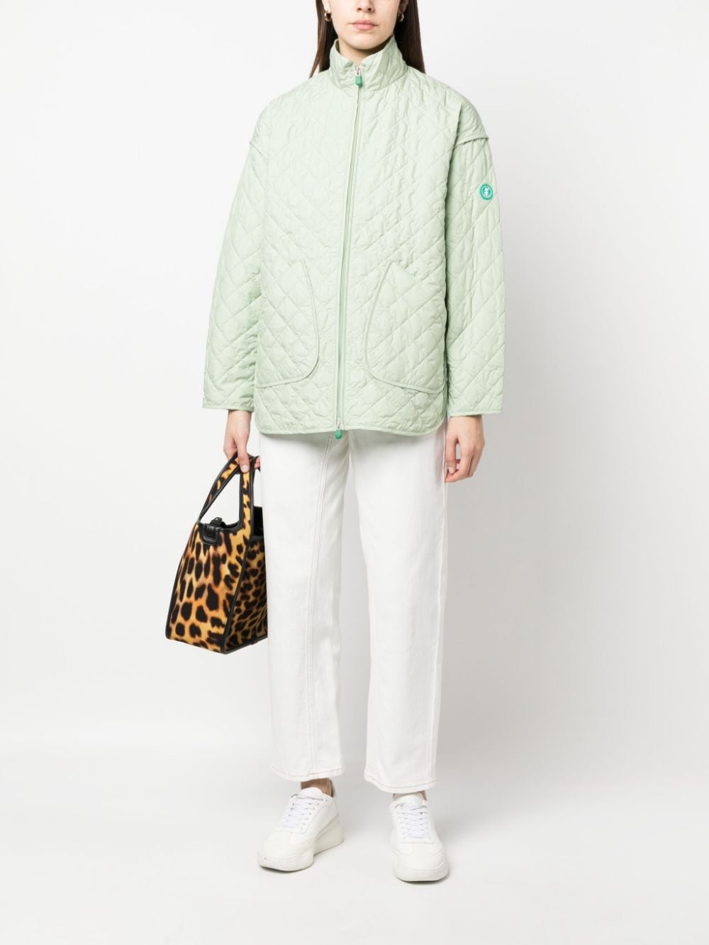save the duck diamond-quilted oversize jacket - green