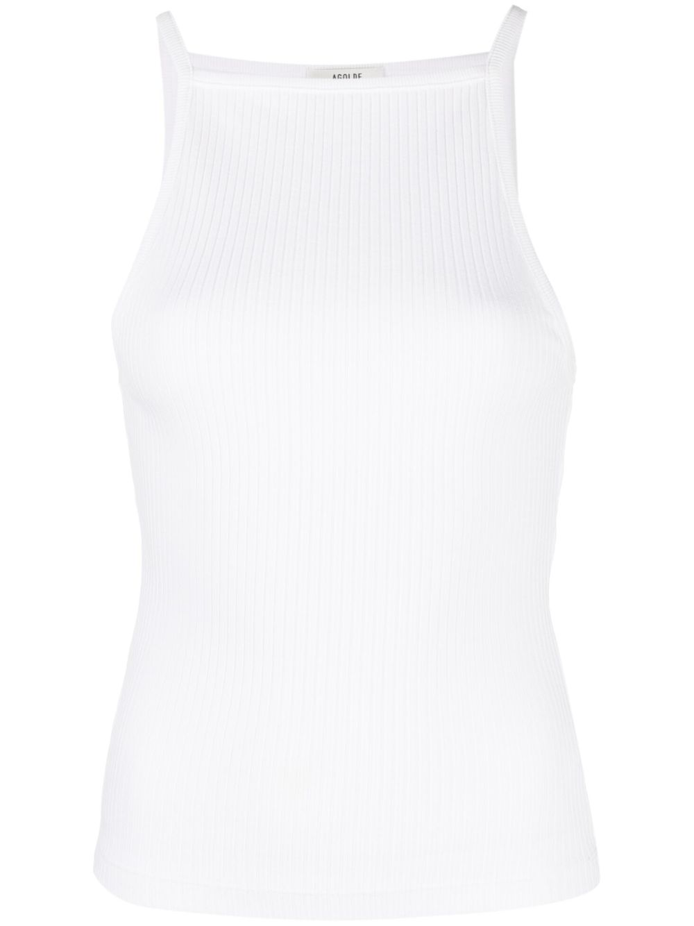 Agolde Square-neck Ribbed-knit Top In White