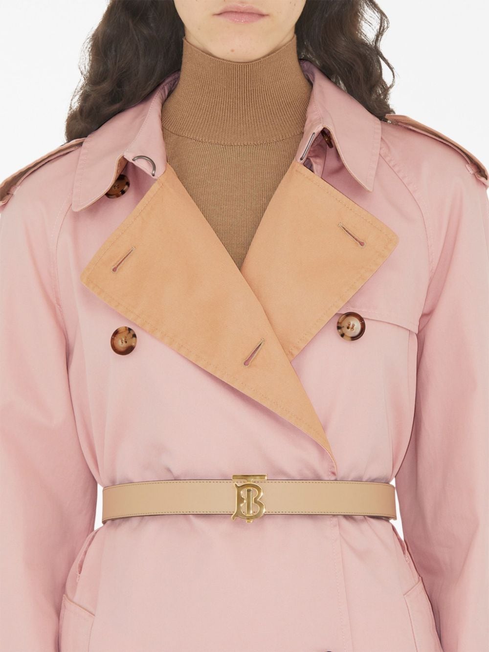 Shop Burberry Monogram-buckle Reversible Leather Belt In Rosa