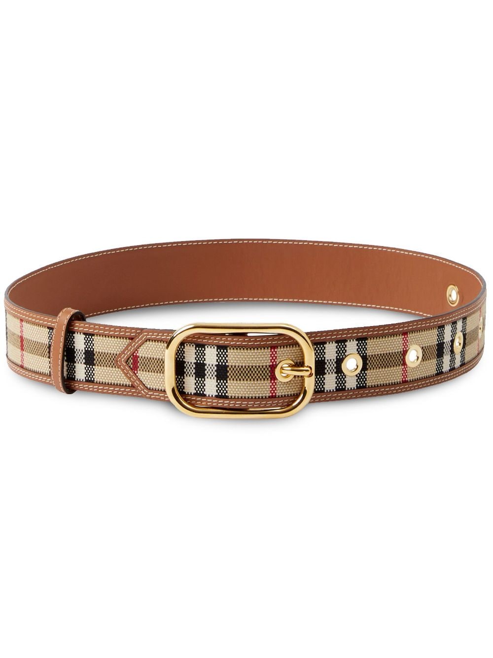 Burberry Vintage Check Leather Belt In Brown