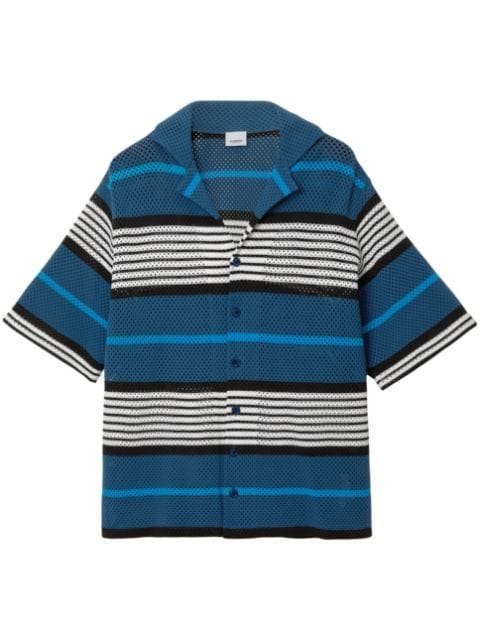 Burberry - perforated striped short-sleeve shirt