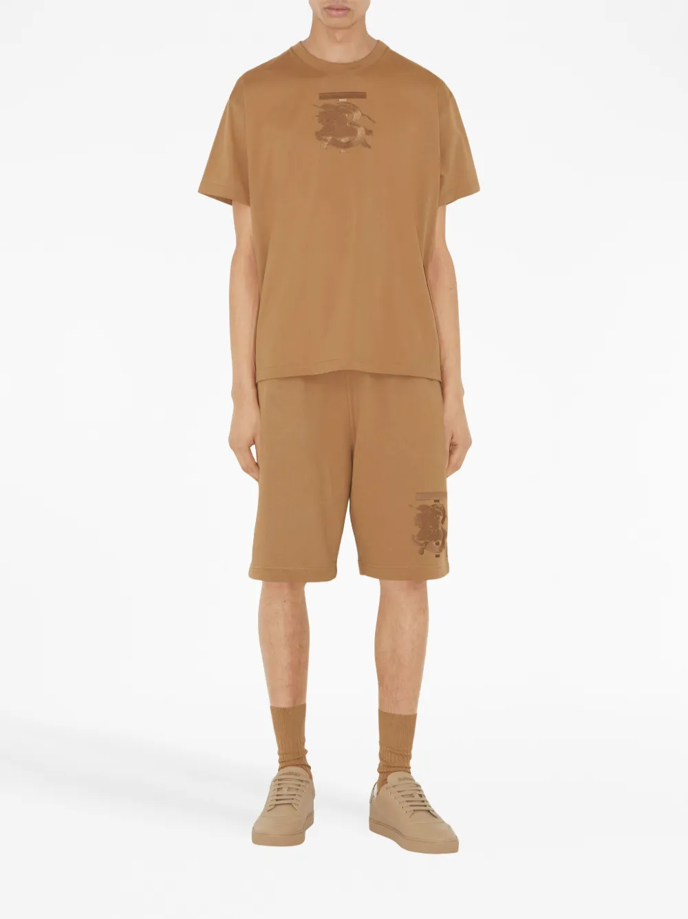 Burberry T-shirt met geborduurd logo - Bruin