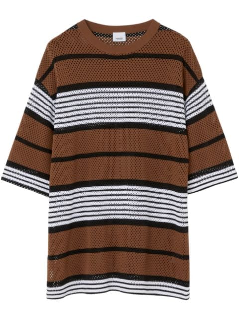 Burberry - stripe-print oversized T-shirt