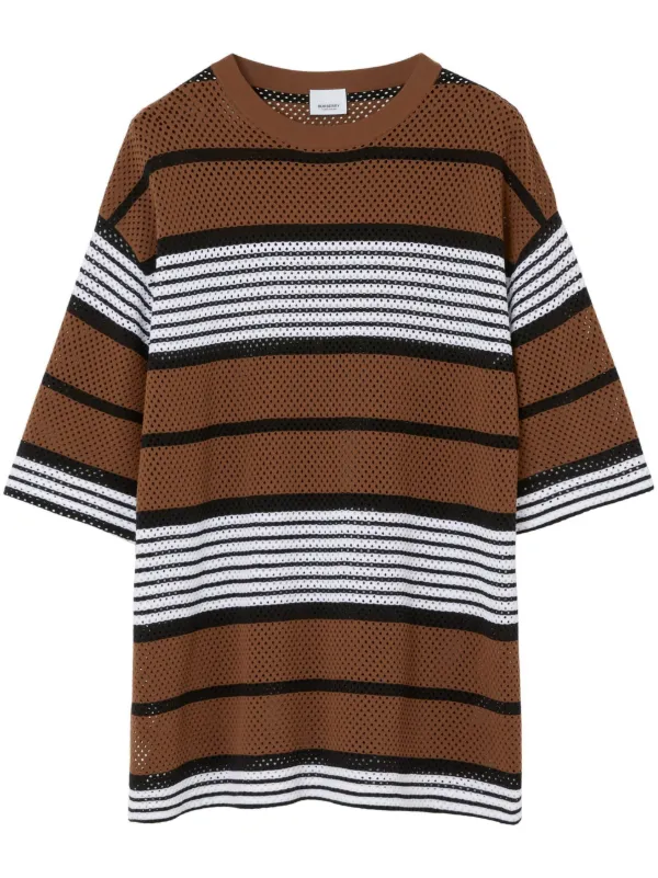 BURBERRY 大人気 Contrast Stripe Cotton Oversized Tシャツ Burberry Stripe-Print Oversized T-Shirt, Size X-Large