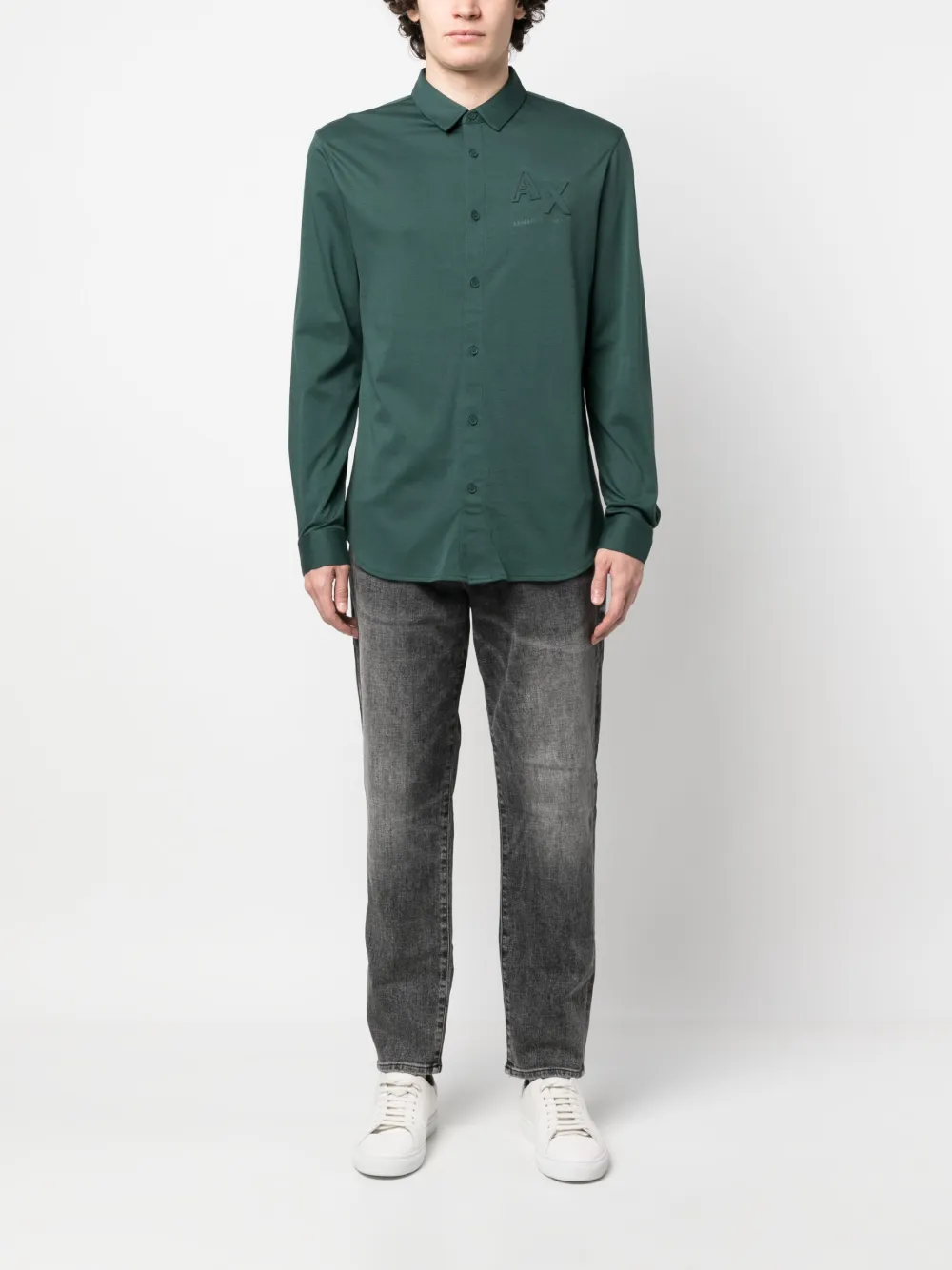 Armani Exchange Poloshirt met logo-reliëf - Groen