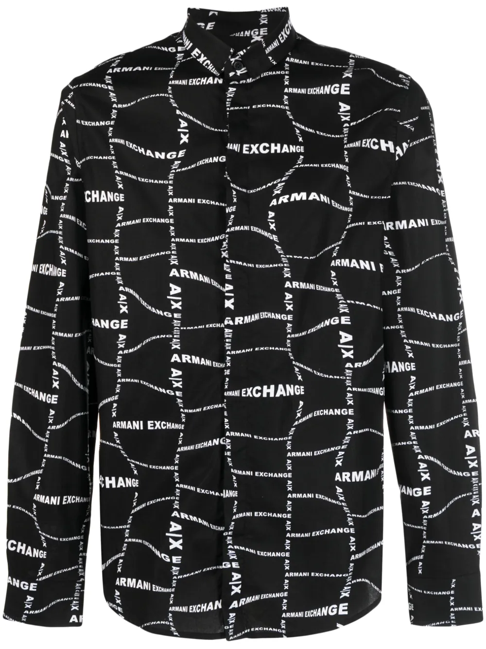 Armani Exchange distorted logo-print shirt - Black