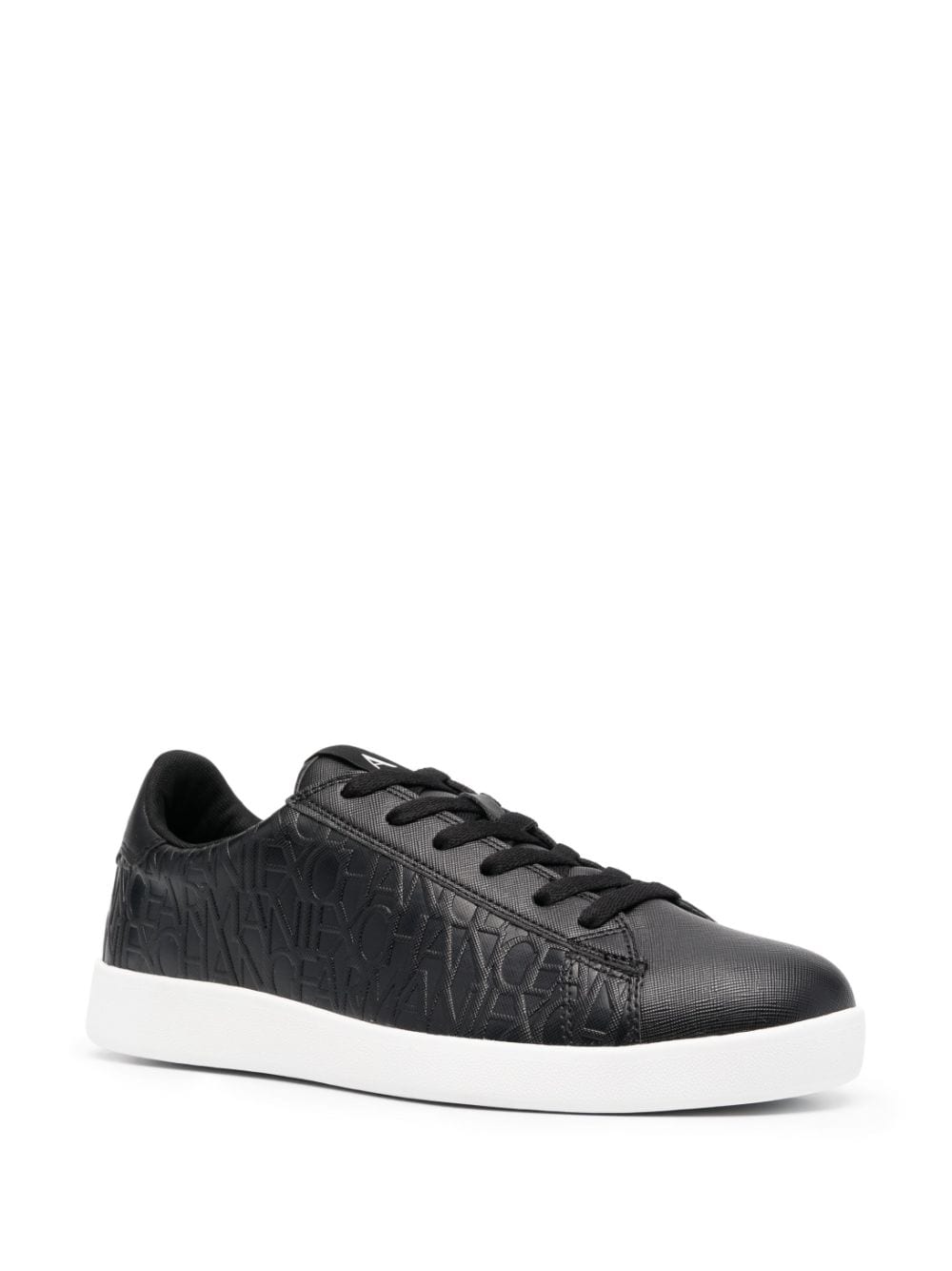 Shop Armani Exchange Embossed-logo Low-top Sneakers In Schwarz