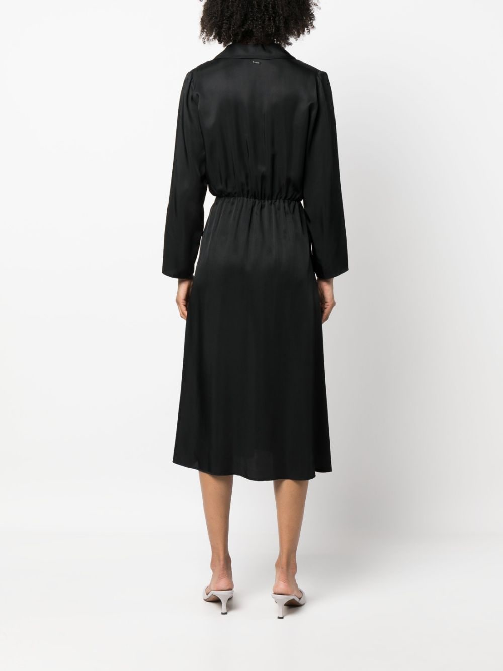Shop Armani Exchange Long-sleeve Midi Dress In Schwarz