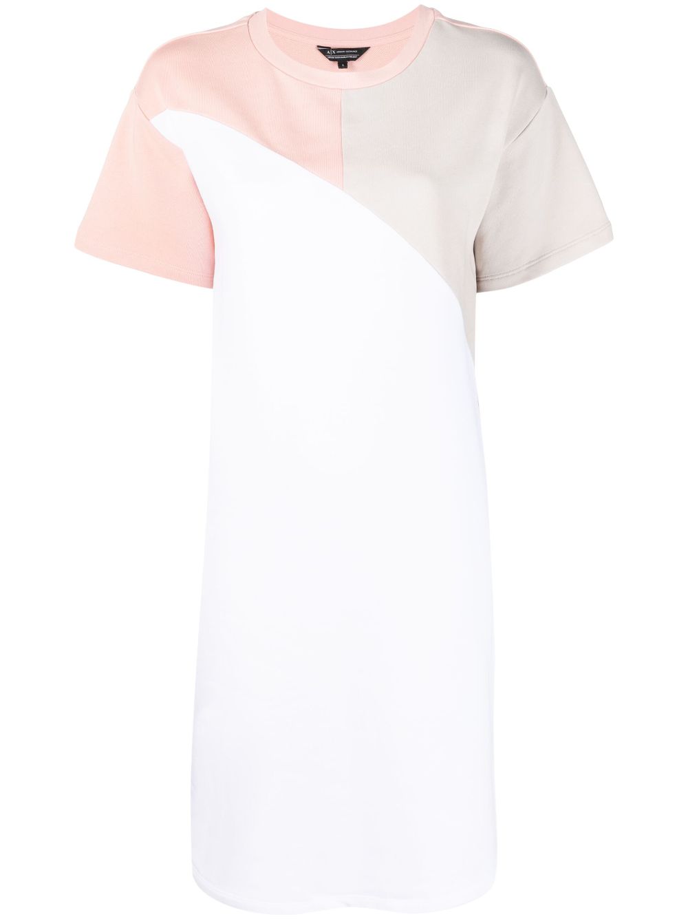 Armani Exchange Colour-block Panelled T-shirt Dress In Weiss