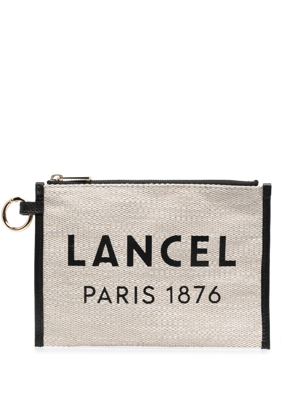 Lancel Logo-print Clutch Bag In Neutrals