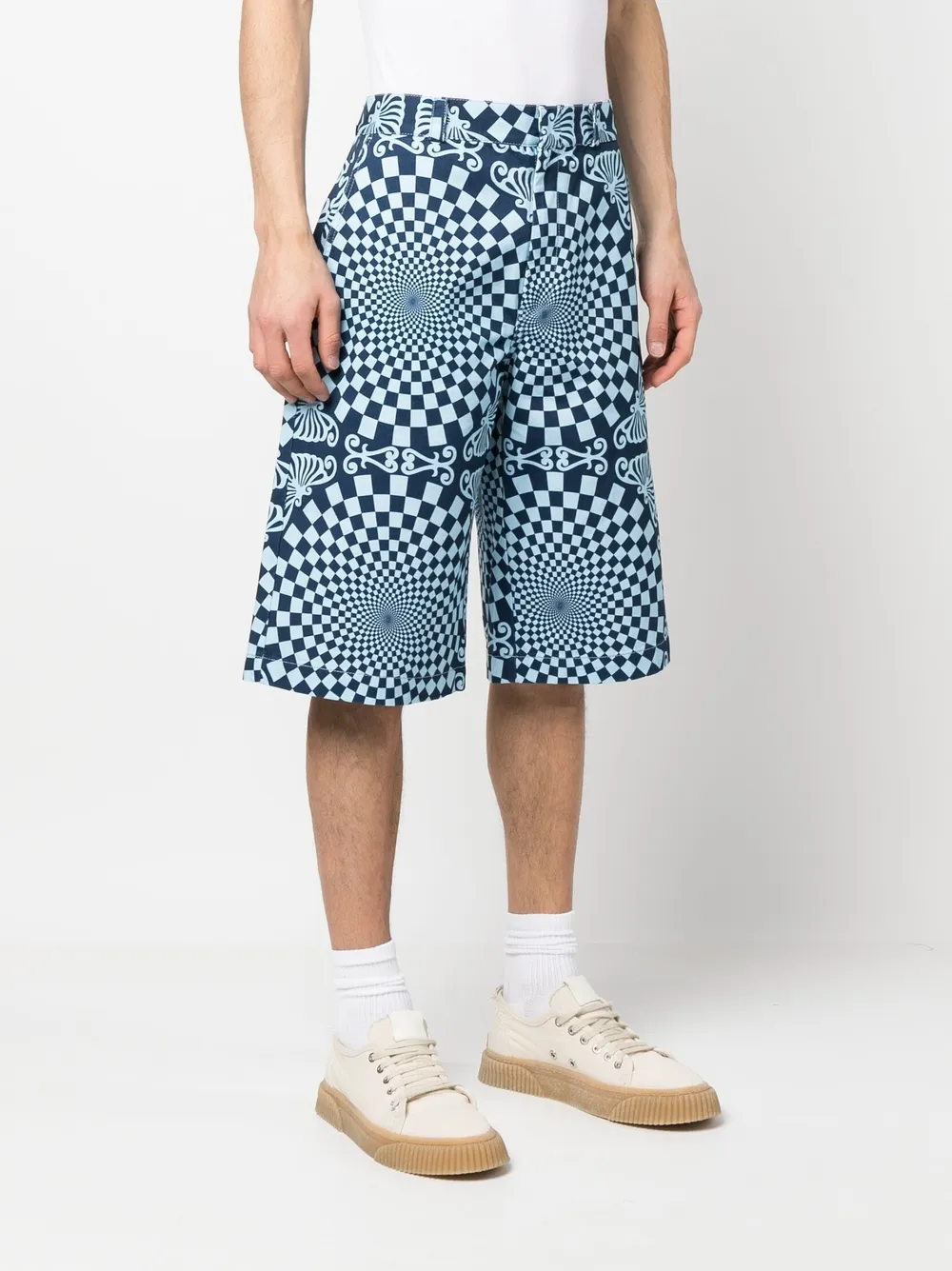  Bluemarble Geometric-print Cotton Tailored Shorts 