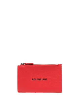 Balenciaga logo print Leather Wallet Red FARFETCH OM