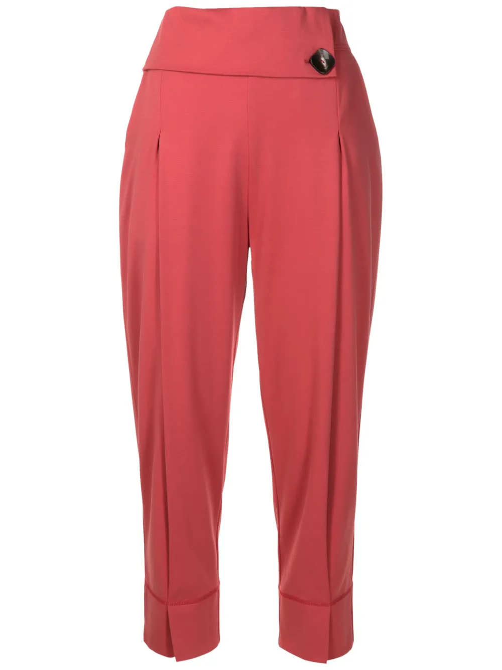 Alcaçuz Cropped High-waisted Trousers In Red