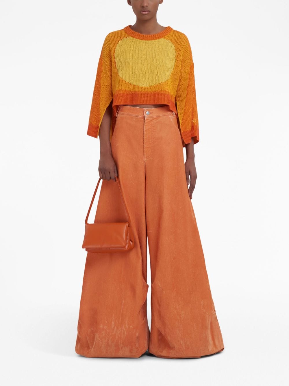 Shop Marni Small Prisma Leather Shoulder Bag In Orange