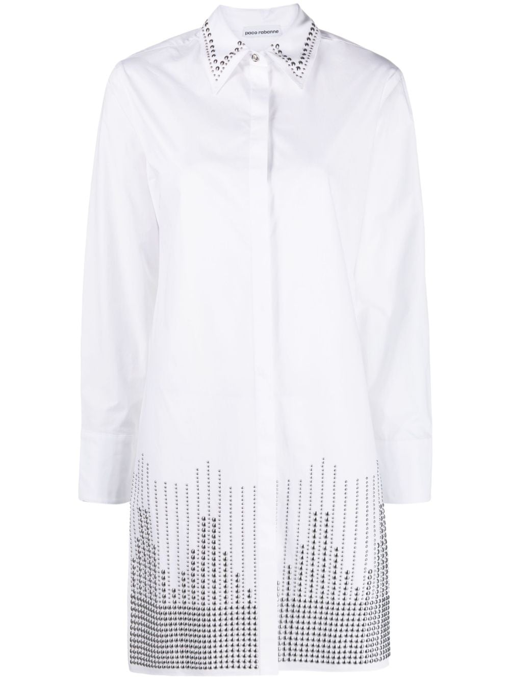 Paco Rabanne Stud-embellished Shirtdress In Weiss