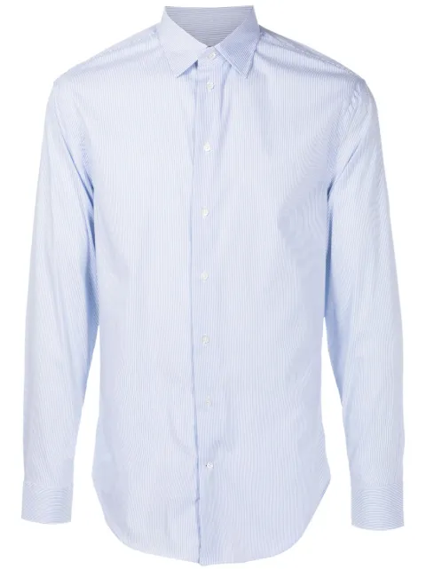 Emporio Armani Camisa de algodão misto listrada 