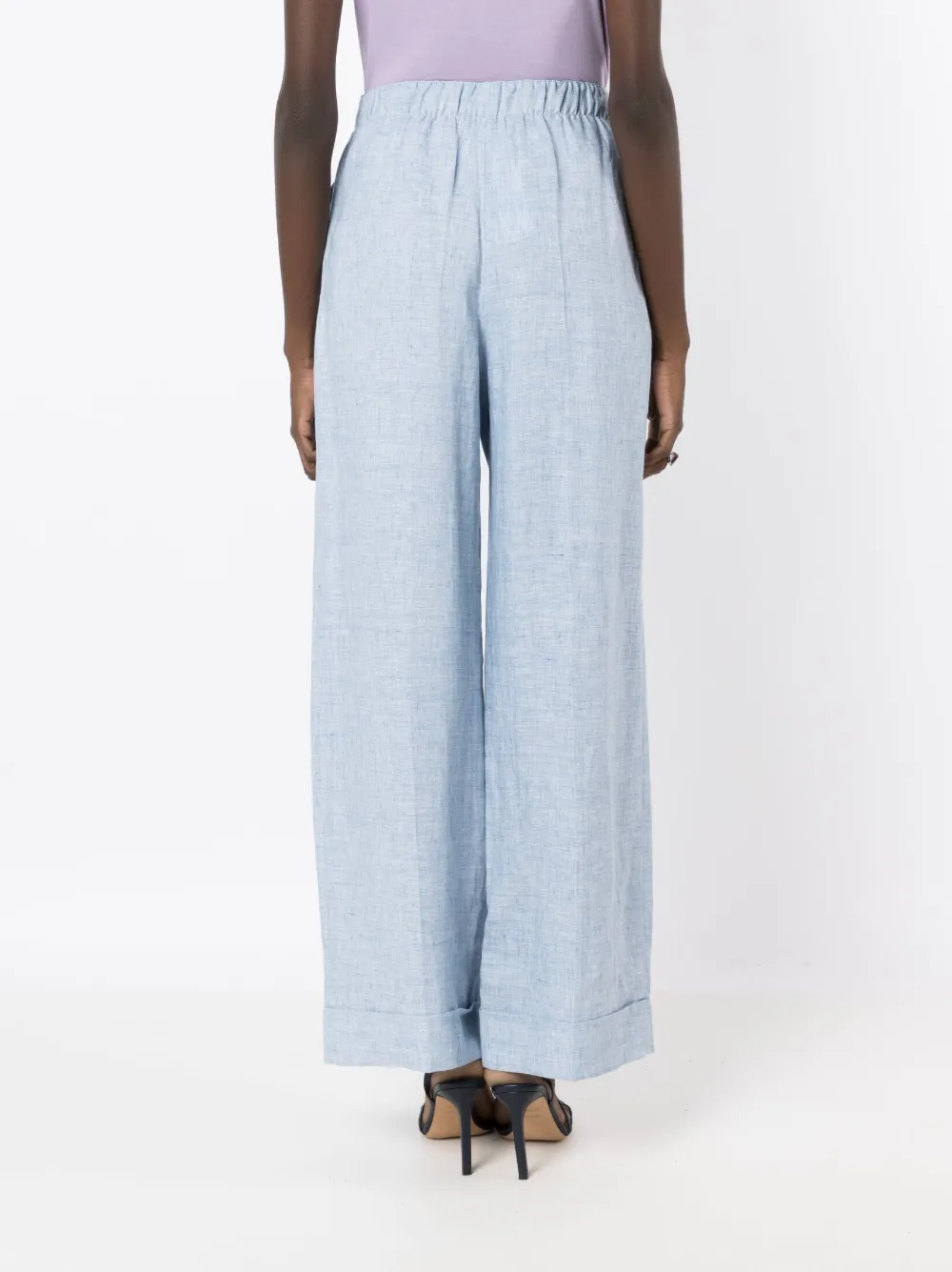 EMPORIO ARMANI ELASTICATED-WAIST JASPÉ-LINEN TROUSERS