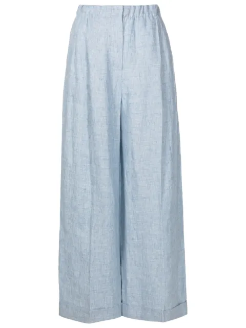 Emporio Armani elasticated-waist jaspé-linen trousers