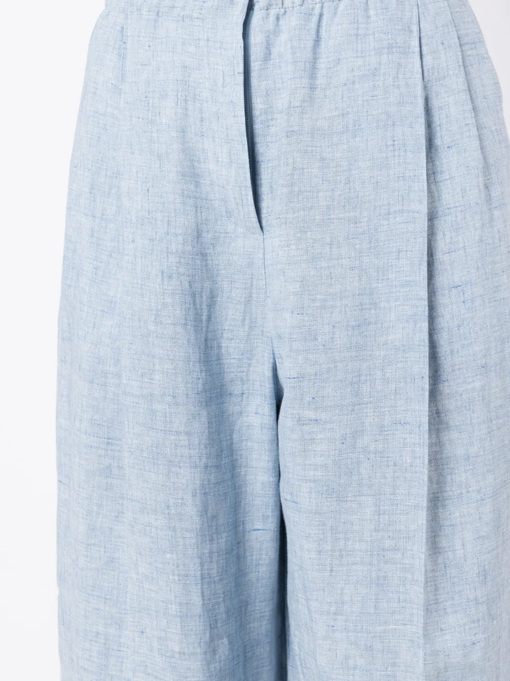 EMPORIO ARMANI ELASTICATED-WAIST JASPÉ-LINEN TROUSERS