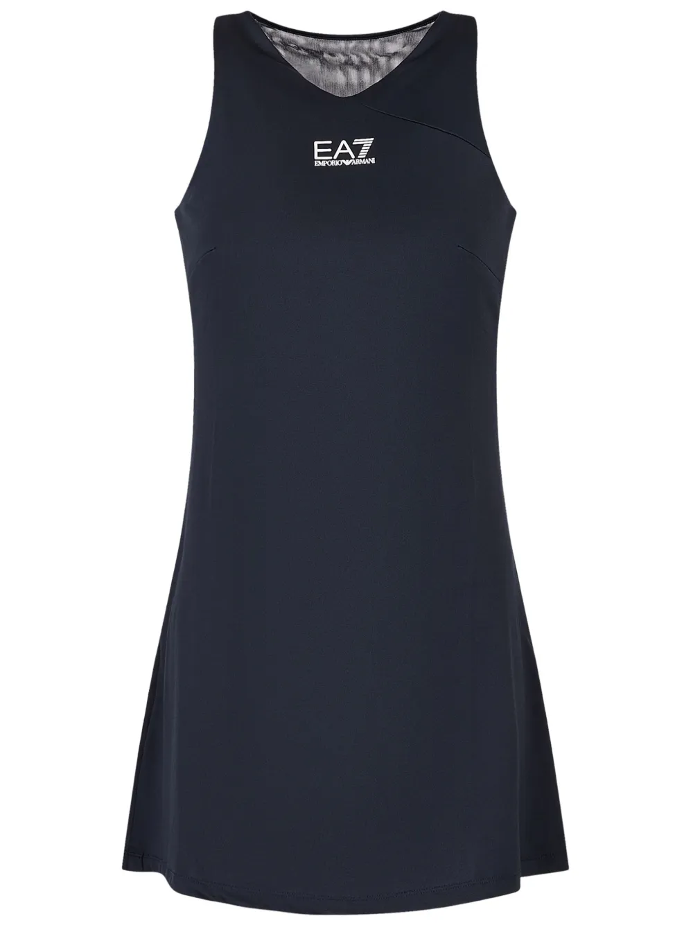 Ea7 Emporio Armani Abito corto smanicato con stampa - Blu