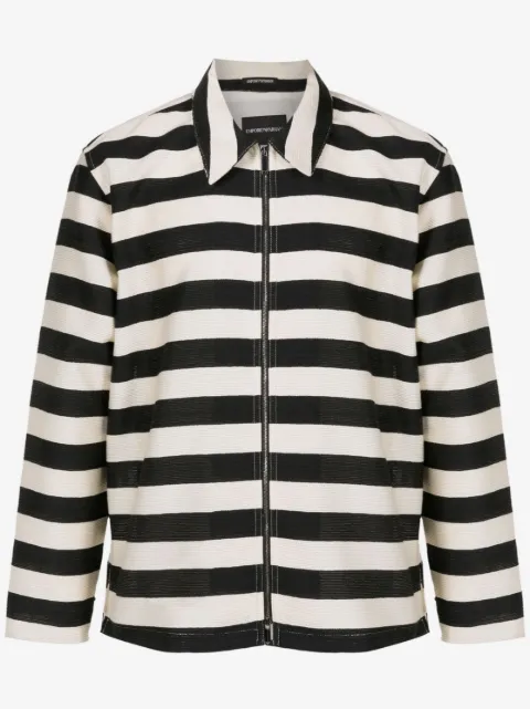 Emporio Armani striped zip-up shirt jacket