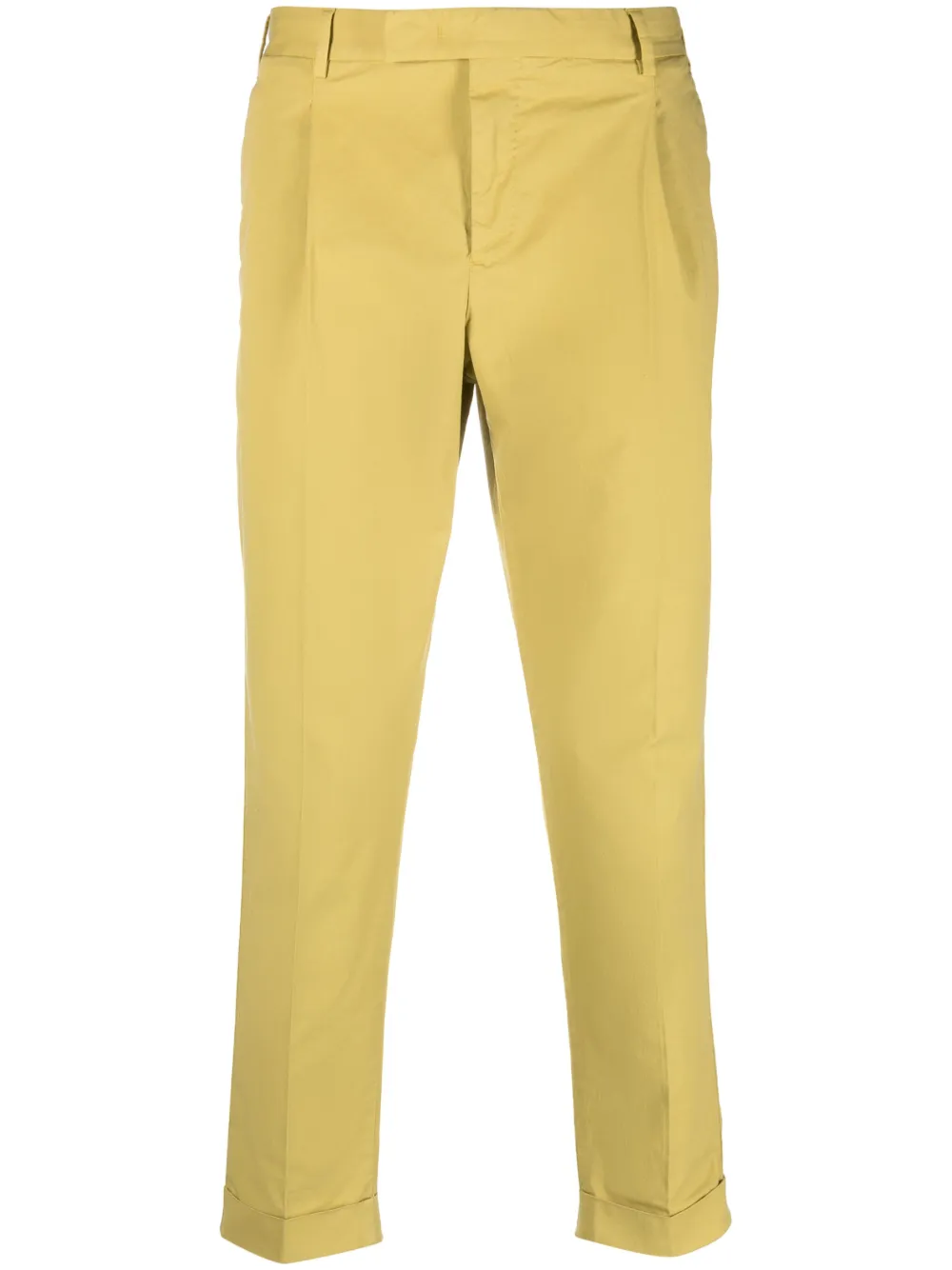 PT Torino pleat-detail cropped trousers - Yellow