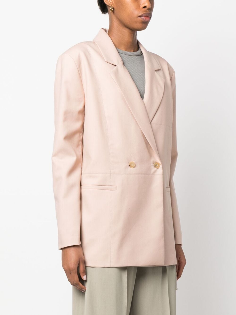 Shop Aeron Lubiana Double-breasted Wool Blazer In Pink