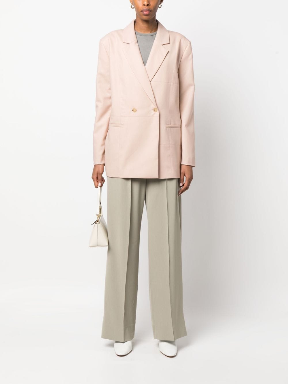 Shop Aeron Lubiana Double-breasted Wool Blazer In Pink